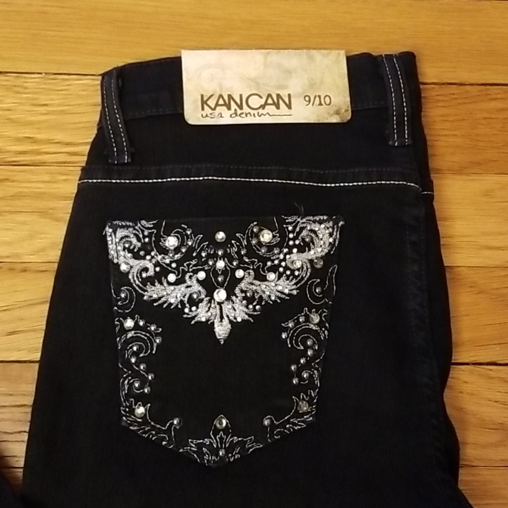 KANCAN DARK DENIM SKINNY EMBELLISHED JEAN 9/10 - Picture 2 of 6